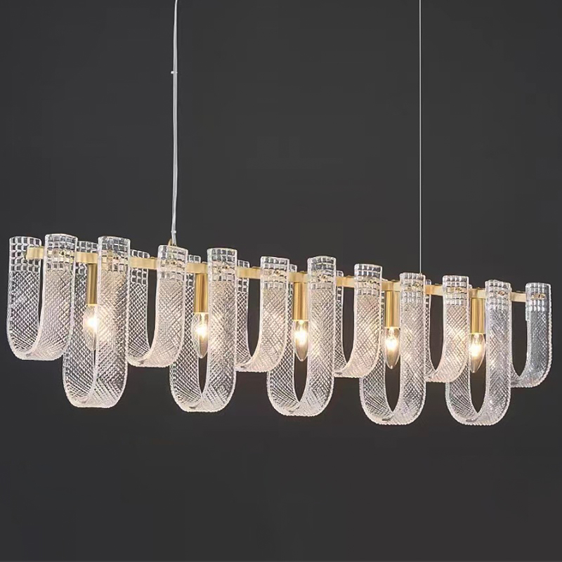 Линейная Люстра Prudence Textured Glass Linear Chandelier B Прозрачное Стекло Золотой Линейная Люстра Prudence Textured Glass Linear Chandelier B Прозрачное Стекло Золотой в Орле | Loft Concept