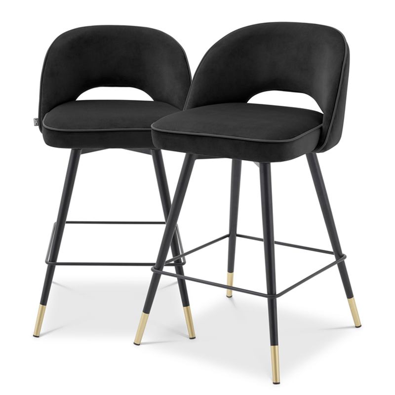 Комплект полубарных стульев Eichholtz Counter Stool Cliff set of 2 black Черный Латунь Комплект полубарных стульев Eichholtz Counter Stool Cliff set of 2 black Черный Латунь в Орле | Loft Concept