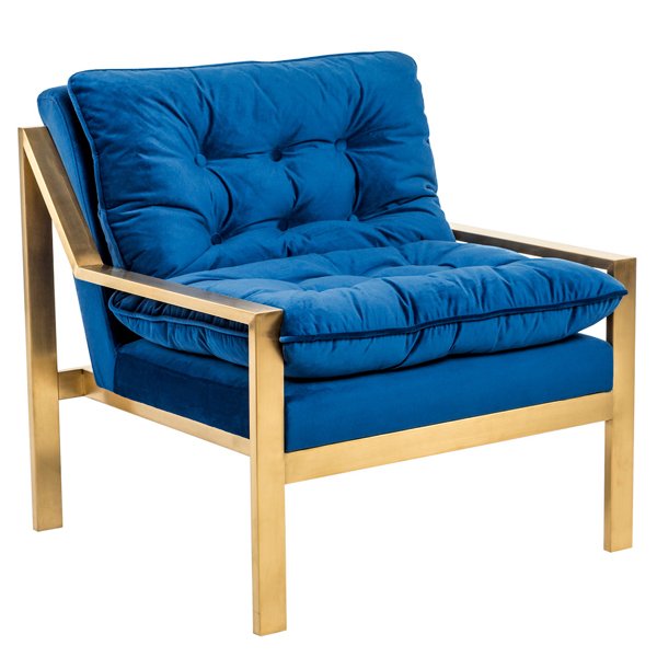Кресло Accent Velvet Armchair Золотой Синий Кресло Accent Velvet Armchair Золотой Синий в Орле | Loft Concept