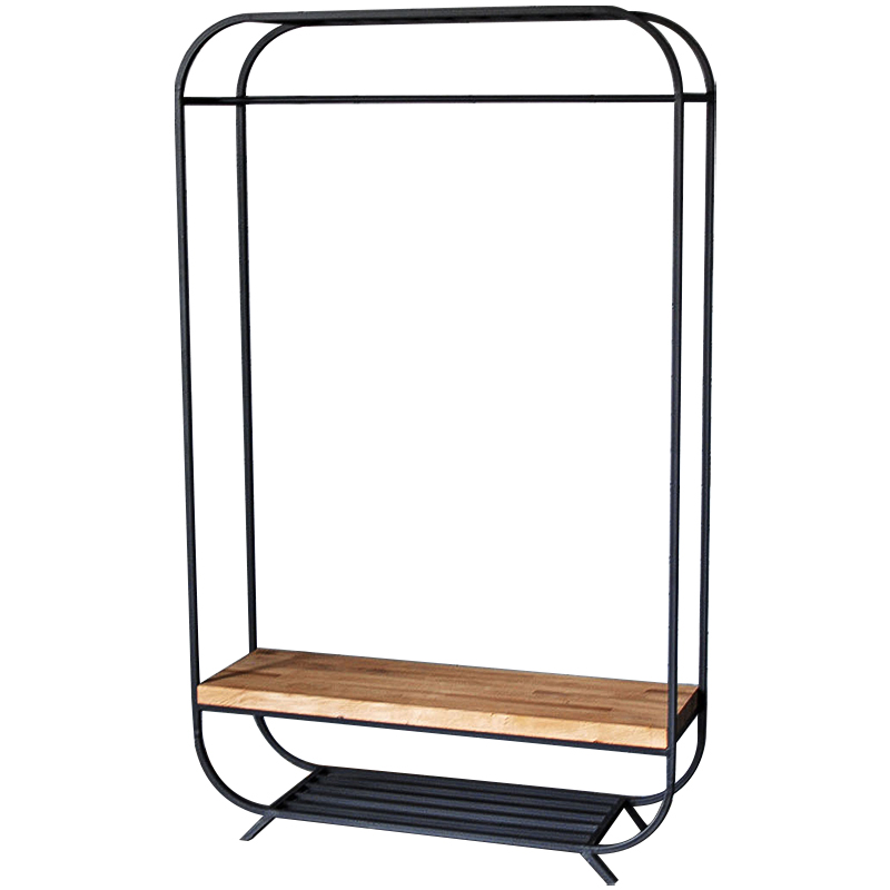 Рейл Cade Industrial Metal Rust Clothes Rail Черный Древесина в Орле | Loft Concept 