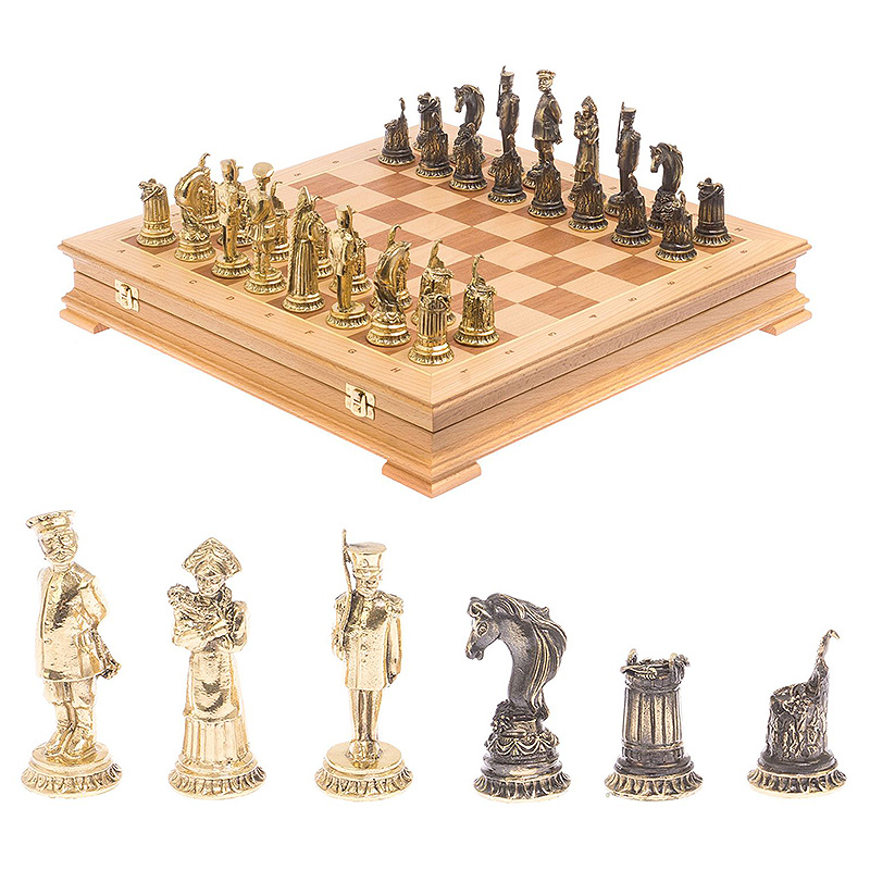 Шахматы из бронзы в ларце из натурального бука Decorative Thematic Chess Бронза Золотой Коричневый Шахматы из бронзы в ларце из натурального бука Decorative Thematic Chess Бронза Золотой Коричневый в Орле | Loft Concept