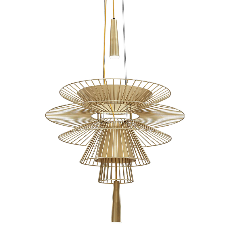 Люстра с металлическим плафоном Shade Metal Chandelier Золотой Люстра с металлическим плафоном Shade Metal Chandelier Золотой в Орле | Loft Concept