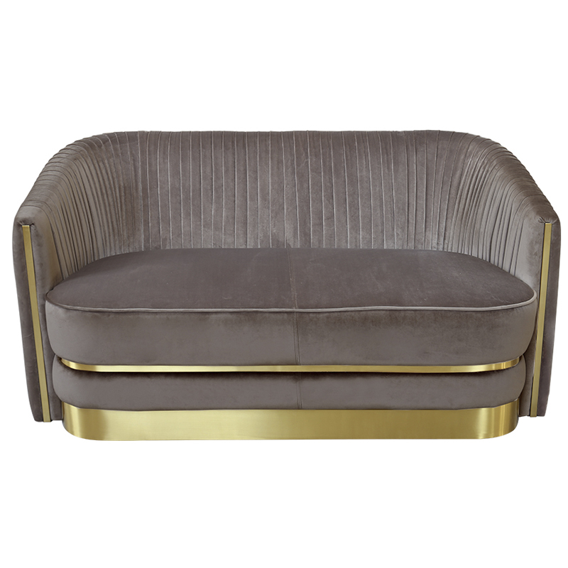 Диван двухместный велюр Bolger sofa Серый Золотой Диван двухместный велюр Bolger sofa Серый Золотой в Орле | Loft Concept