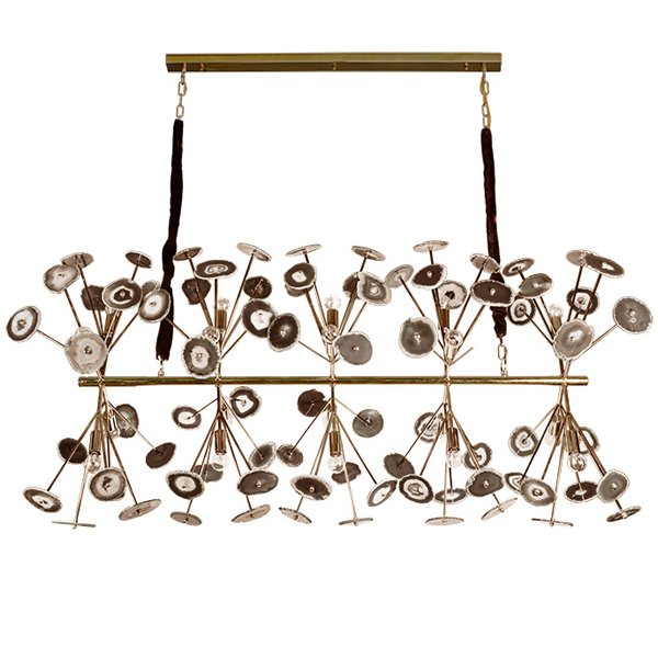 Люстра Burst Chandelier Natural Agate Line Глянцевое золото Бежево-серый Люстра Burst Chandelier Natural Agate Line Глянцевое золото Бежево-серый в Орле | Loft Concept