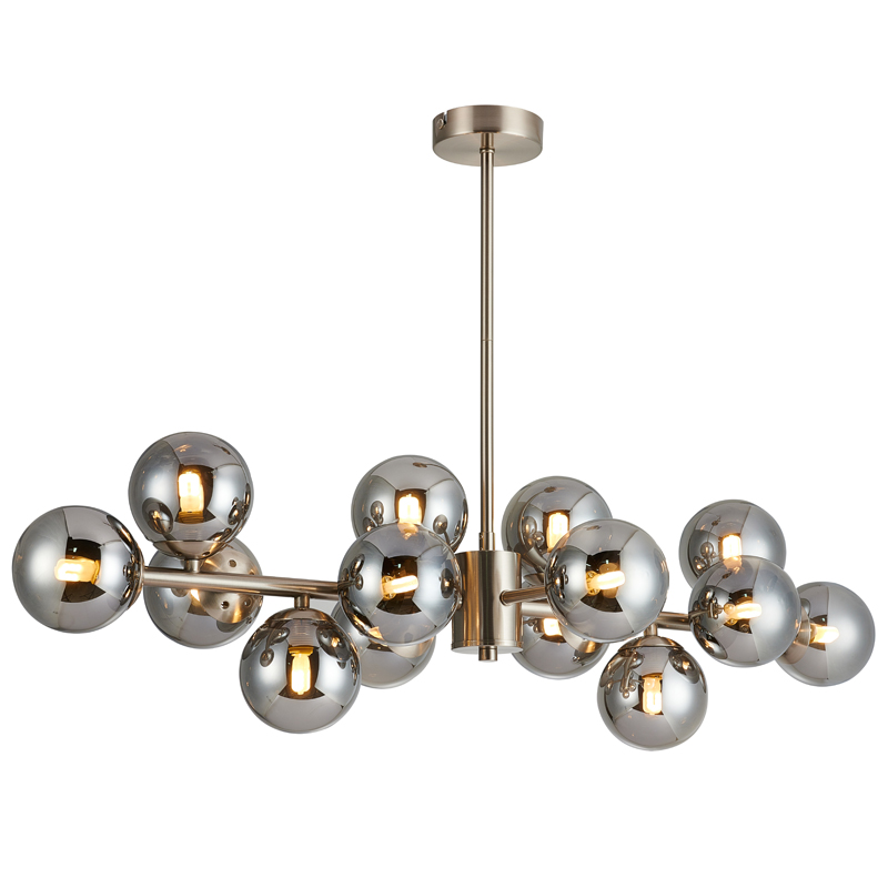Люстра Berries Chandelier smok 14 Никель Стекло Смок Люстра Berries Chandelier smok 14 Никель Стекло Смок в Орле | Loft Concept