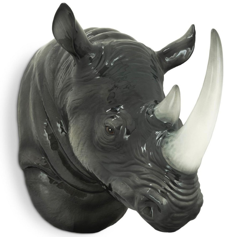 Аксессуар на стену Abhika Rino Head Hanging Серый Белый Аксессуар на стену Abhika Rino Head Hanging Серый Белый в Орле | Loft Concept