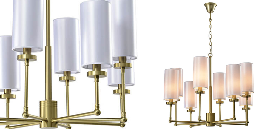 Люстра Fabric Lampshade Brass 8 Люстра Fabric Lampshade Brass 8 - Loft-Concept в Орле