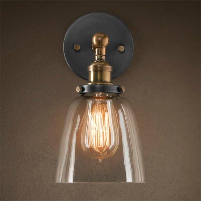 Бра Loft Clear Glass Cloche Прозрачное Стекло Бронза Черный матовый Бра Loft Clear Glass Cloche Прозрачное Стекло Бронза Черный матовый в Орле | Loft Concept