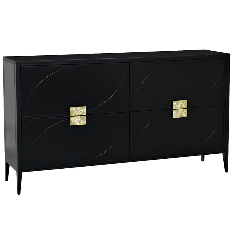 Комод с 4-мя ящиками Amelie Black Chest of Drawers Черный Черный Золотой в Орле | Loft Concept 