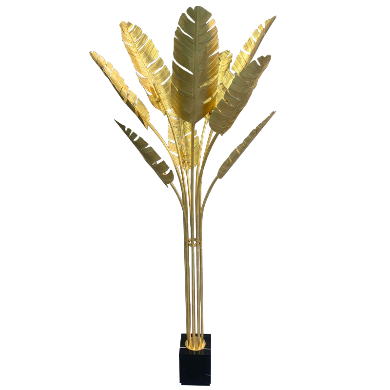 Торшер Gold Palm Leaves Floor Lamp Золотой Черный Торшер Gold Palm Leaves Floor Lamp Золотой Черный в Орле | Loft Concept
