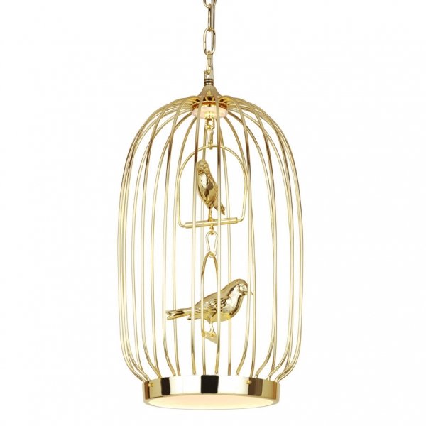 Люстра Birdcage Chandelier Two Gold Глянцевое золото Люстра Birdcage Chandelier Two Gold Глянцевое золото в Орле | Loft Concept