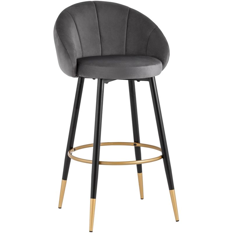 Барный Стул Alberto Chair Серый Велюр Серый Черный Золотой Барный Стул Alberto Chair Серый Велюр Серый Черный Золотой в Орле | Loft Concept