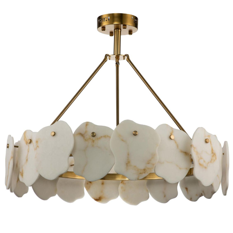 Люстра Мрамор Lucretia Marble Round Chandelier 80 см Латунь Белый Мрамор Bianco Люстра Мрамор Lucretia Marble Round Chandelier 80 см Латунь Белый Мрамор Bianco в Орле | Loft Concept