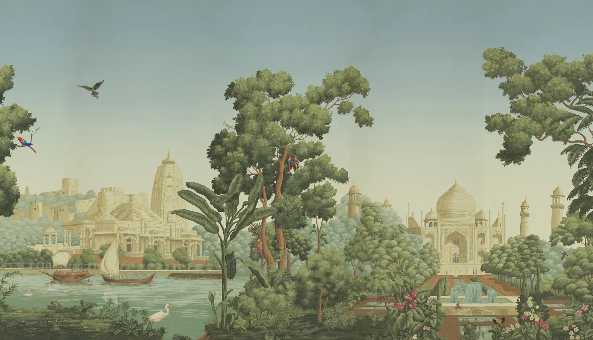 Обои ручная роспись River Scenes of Bengal Verdoyant - постер Loft-Concept в Орле