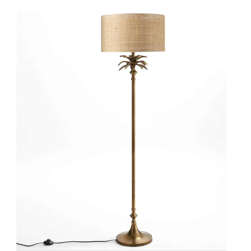 Торшер Palm Raphia Lampshade Латунь в Орле | Loft Concept 