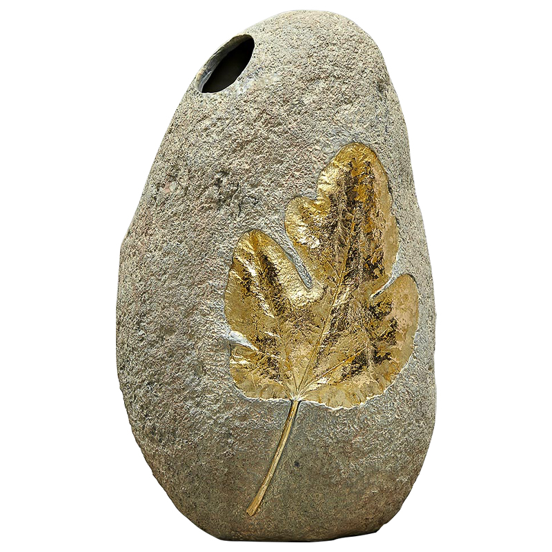 Ваза Golden Stone Leaf Vase имитация камня Бежево-серый Золотой Ваза Golden Stone Leaf Vase имитация камня Бежево-серый Золотой в Орле | Loft Concept
