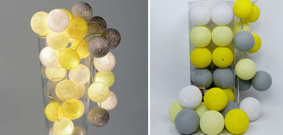 Гирлянда хлопковые фонарики Сotton Ball Yellow - Loft-Concept в Орле