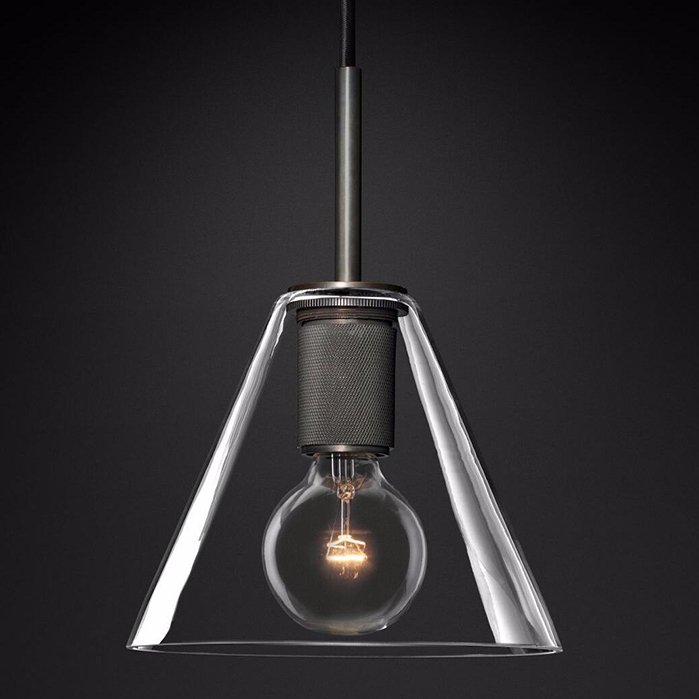 Подвесной светильник RH Utilitaire Funnel Pendant Black Темная бронза Прозрачное Стекло Подвесной светильник RH Utilitaire Funnel Pendant Black Темная бронза Прозрачное Стекло в Орле | Loft Concept