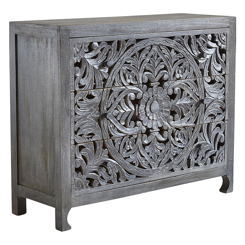 Комод Indian Antique White Furniture Chest of Drawers Kailash серый Серый Комод Indian Antique White Furniture Chest of Drawers Kailash серый Серый в Орле | Loft Concept