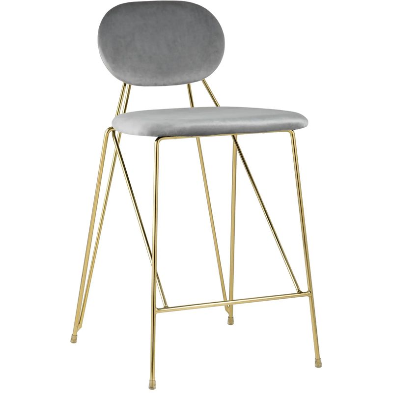 Полубарный Стул Alice Chair Светло-Серый Велюр Серый Золотой в Орле | Loft Concept 