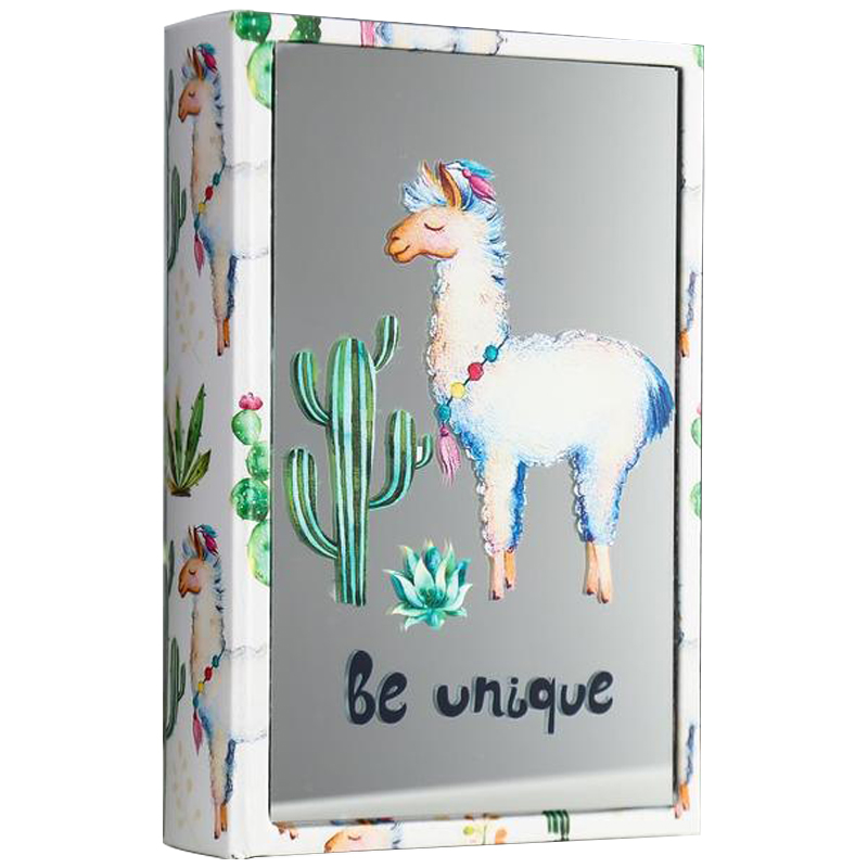 Шкатулка-книга Funny Llama and Cactus Mirror Book Box Мульти Белый в Орле | Loft Concept 