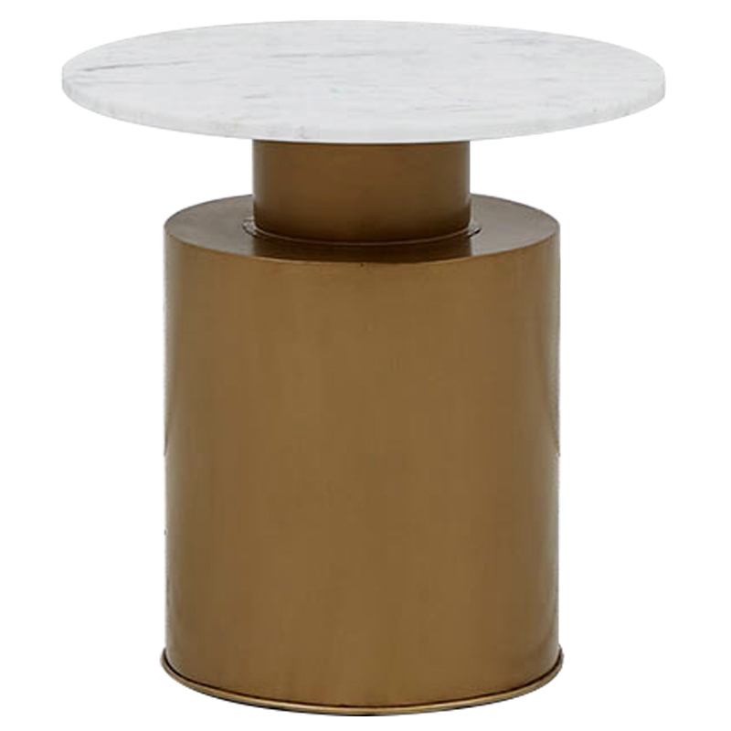 Приставной стол с мраморной столешницей Ela Marble Side Table Белый Мрамор Bianco Золотой Приставной стол с мраморной столешницей Ela Marble Side Table Белый Мрамор Bianco Золотой в Орле | Loft Concept