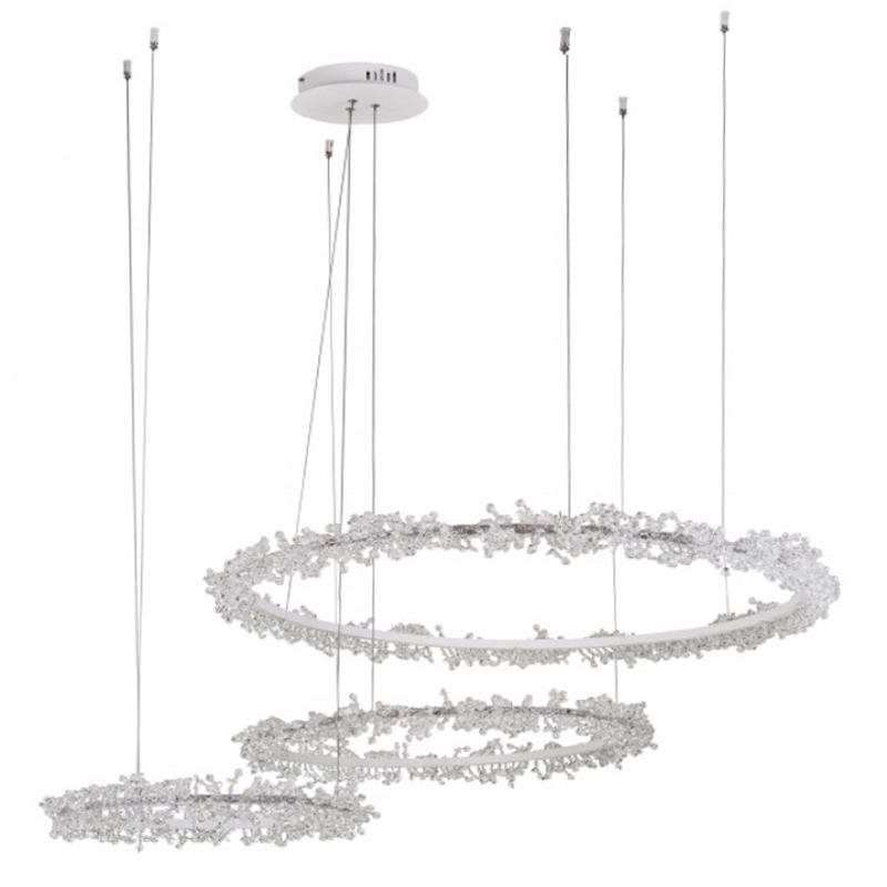 Люстра Crystal round chandelier 3 кольца Белый Прозрачный Белый Люстра Crystal round chandelier 3 кольца Белый Прозрачный Белый в Орле | Loft Concept