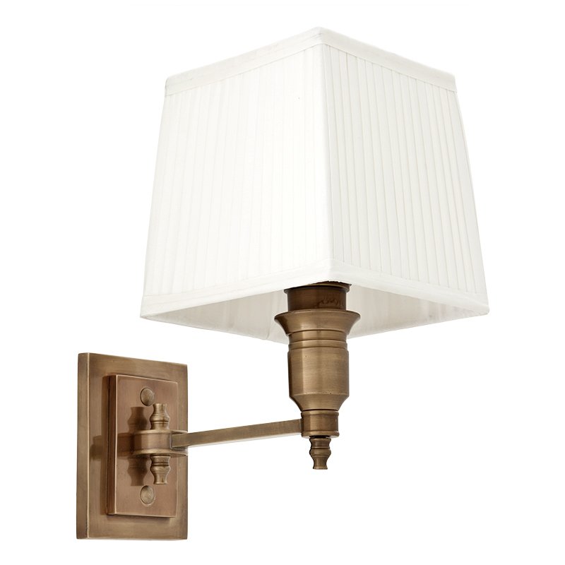 Бра Wall Lamp Lexington Single Brass+White Латунь Античная полированная Белый Бра Wall Lamp Lexington Single Brass+White Латунь Античная полированная Белый в Орле | Loft Concept