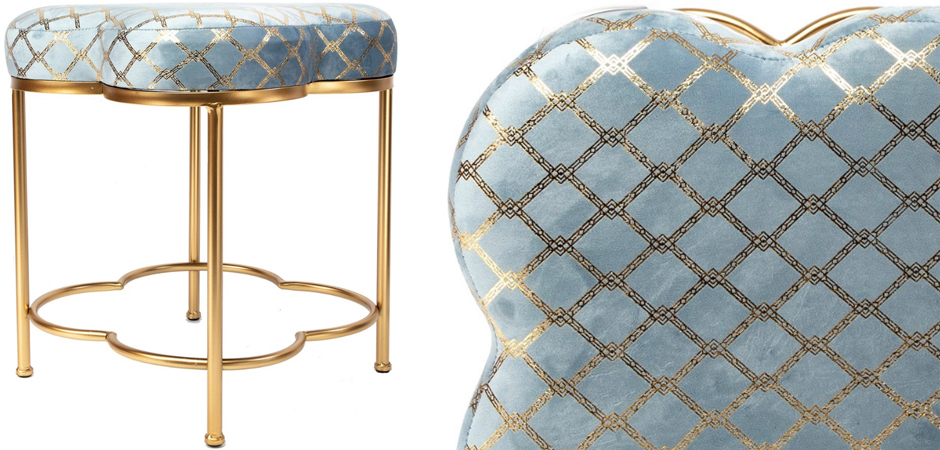 Пуф PUF Frame of Clover & Upholstery Gold Mesh голубой Пуф PUF Frame of Clover & Upholstery Gold Mesh голубой - Loft-Concept в Орле