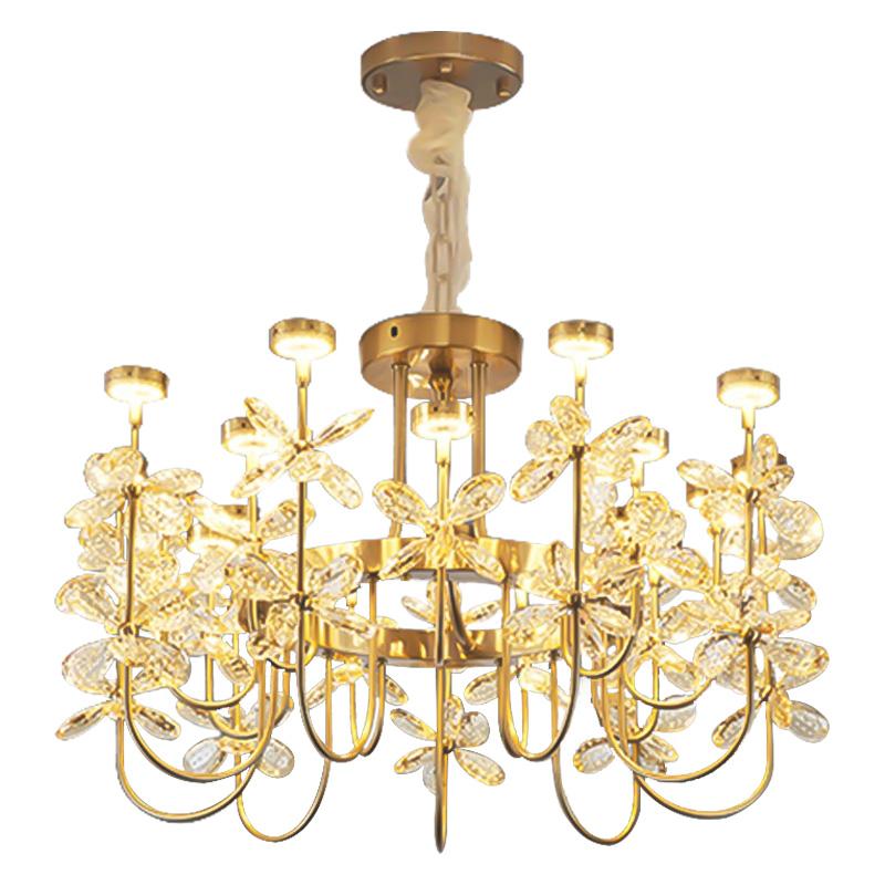 Люстра с хрустальными цветами Crystal Flowers Chandelier Золотой Прозрачный Люстра с хрустальными цветами Crystal Flowers Chandelier Золотой Прозрачный в Орле | Loft Concept