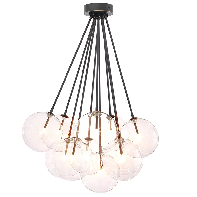 Люстра Eichholtz Ceiling Lamp Molecule Bronze Прозрачное Стекло Темная бронза в Орле | Loft Concept 