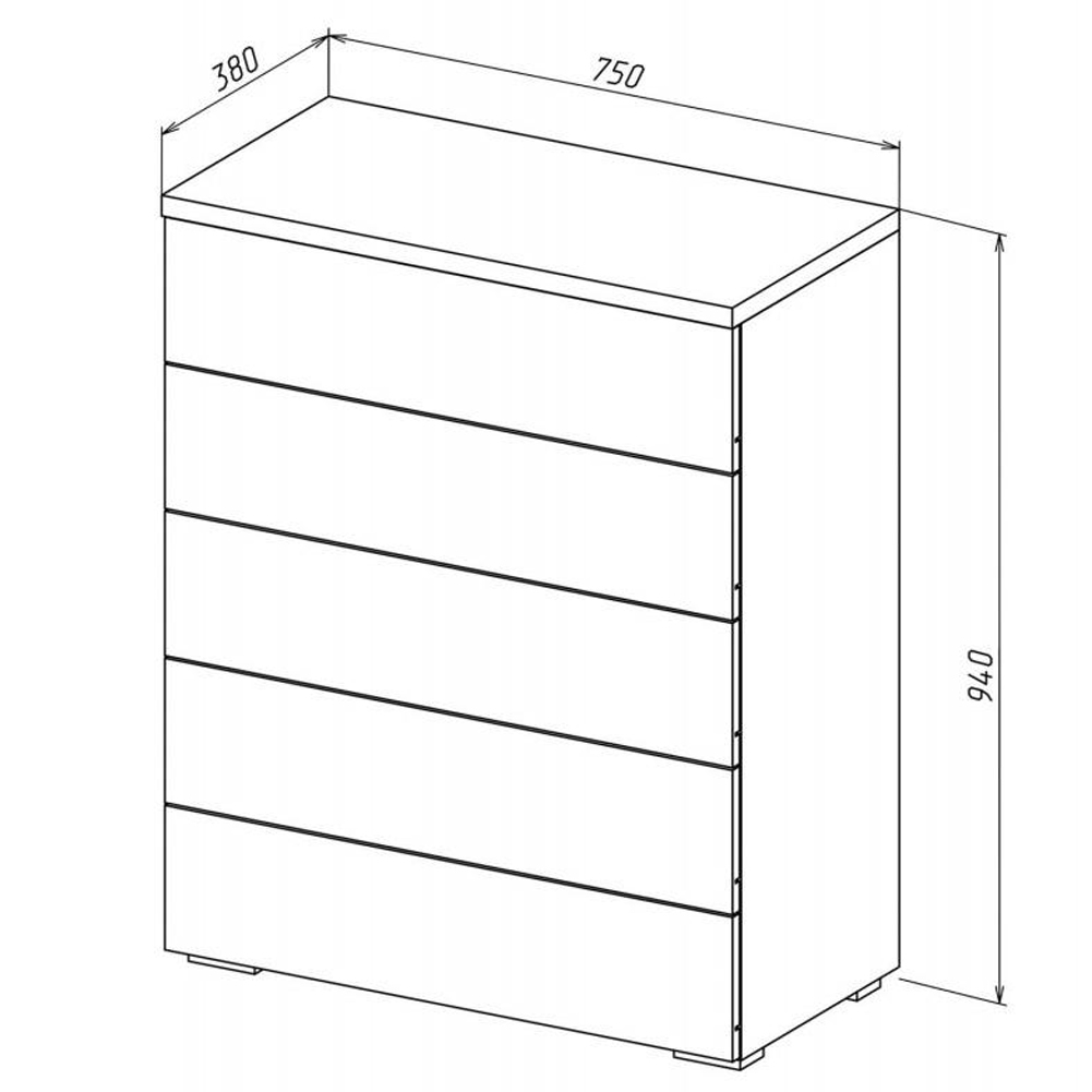 Комод с белым глянцевым фасадом с 5-ю ящиками Grace of Furniture Комод с белым глянцевым фасадом с 5-ю ящиками Grace of Furniture в Орле