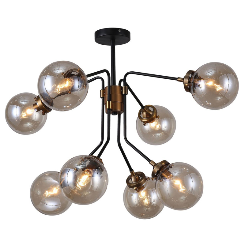 Большой Светильник Bistro Ceiling Globe 8 Черный Стекло Смок Большой Светильник Bistro Ceiling Globe 8 Черный Стекло Смок в Орле | Loft Concept