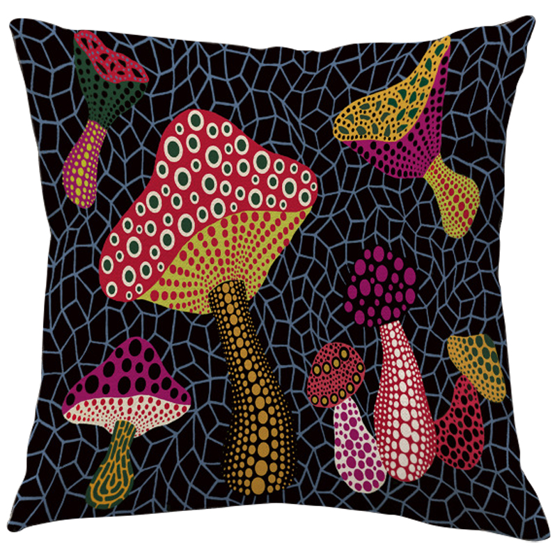 Декоративная подушка Yayoi Kusama Mushrooms Мульти Черный Декоративная подушка Yayoi Kusama Mushrooms Мульти Черный в Орле | Loft Concept