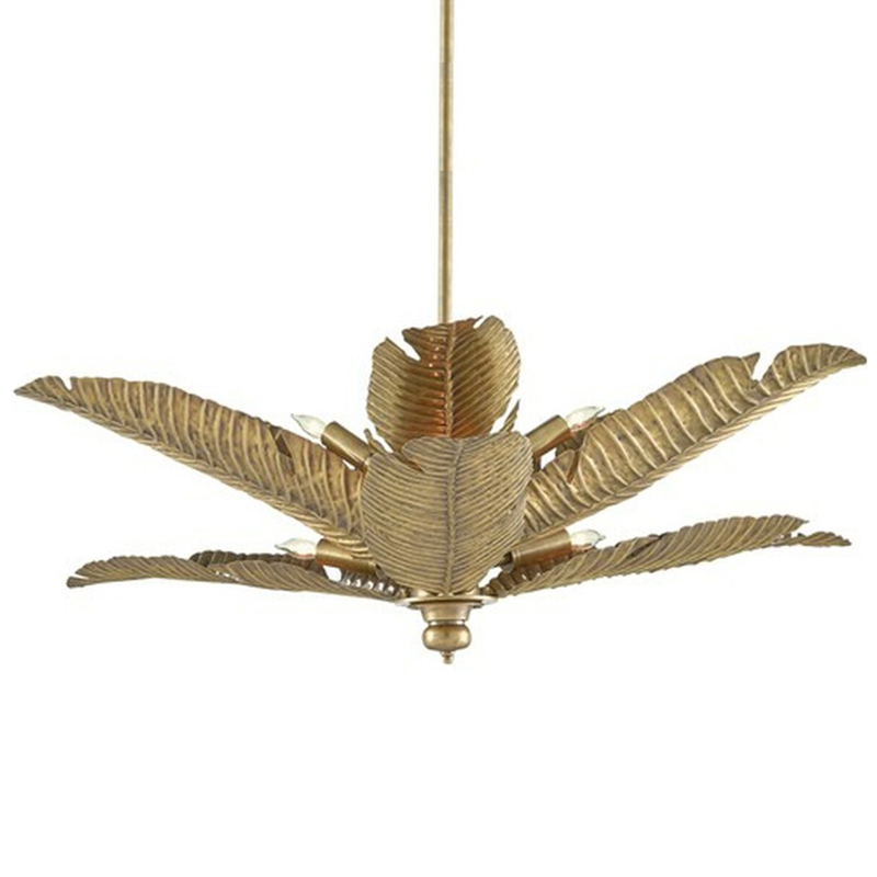 Дизайнерская Люстра Золотые Листья Пальмы Modern Golden Palm Leaves Chandelier Золотой в Орле | Loft Concept 