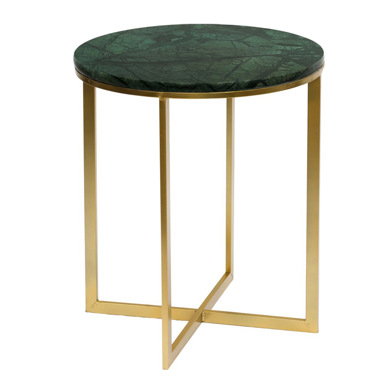 Приставной стол Round Table Marble green Золотой Малахит (зеленый) в Орле | Loft Concept 