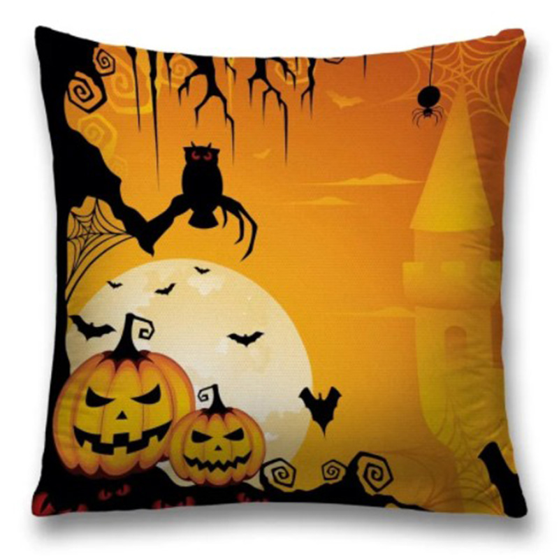 Подушка Halloween Evening Черный Оранжевый Подушка Halloween Evening Черный Оранжевый в Орле | Loft Concept