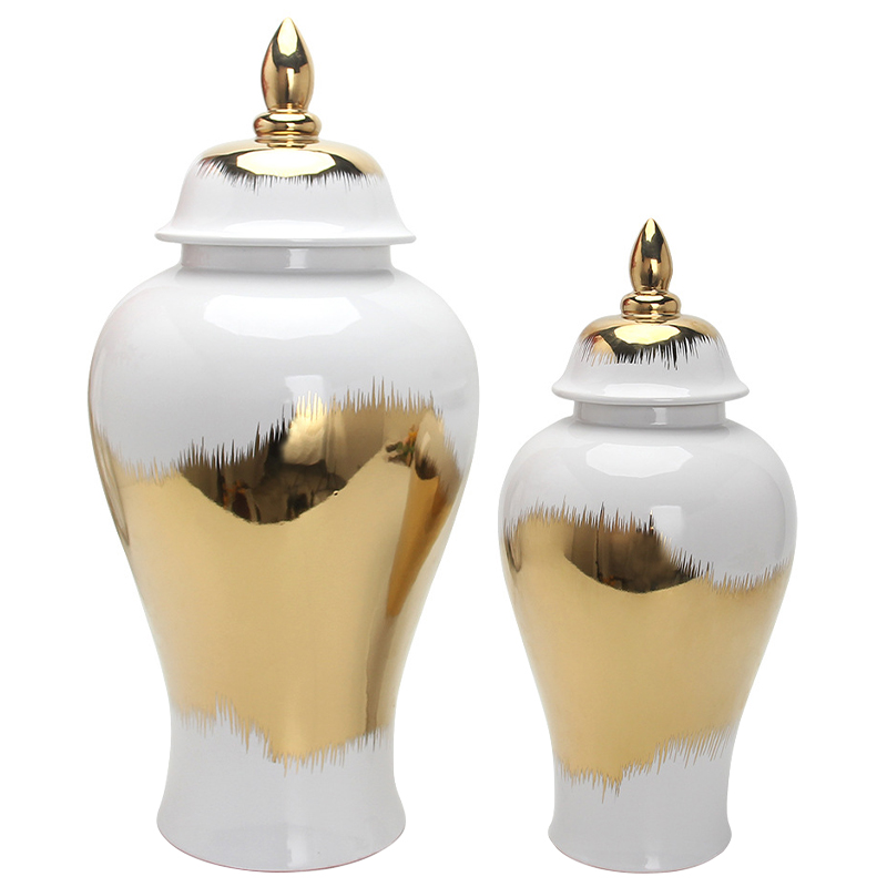 Ваза с крышкой White Gold Spot Vase Золотой Белый Ваза с крышкой White Gold Spot Vase Золотой Белый в Орле | Loft Concept