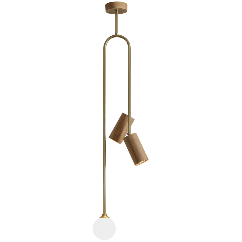 Потолочный светильник Ando Wooden Metal Brass Light 3 плафона Древесина Коричневый Латунь Потолочный светильник Ando Wooden Metal Brass Light 3 плафона Древесина Коричневый Латунь в Орле | Loft Concept