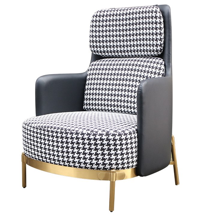 Кресло Pied de poule Gray high Armchair Черно-белый Латунь Кресло Pied de poule Gray high Armchair Черно-белый Латунь в Орле | Loft Concept