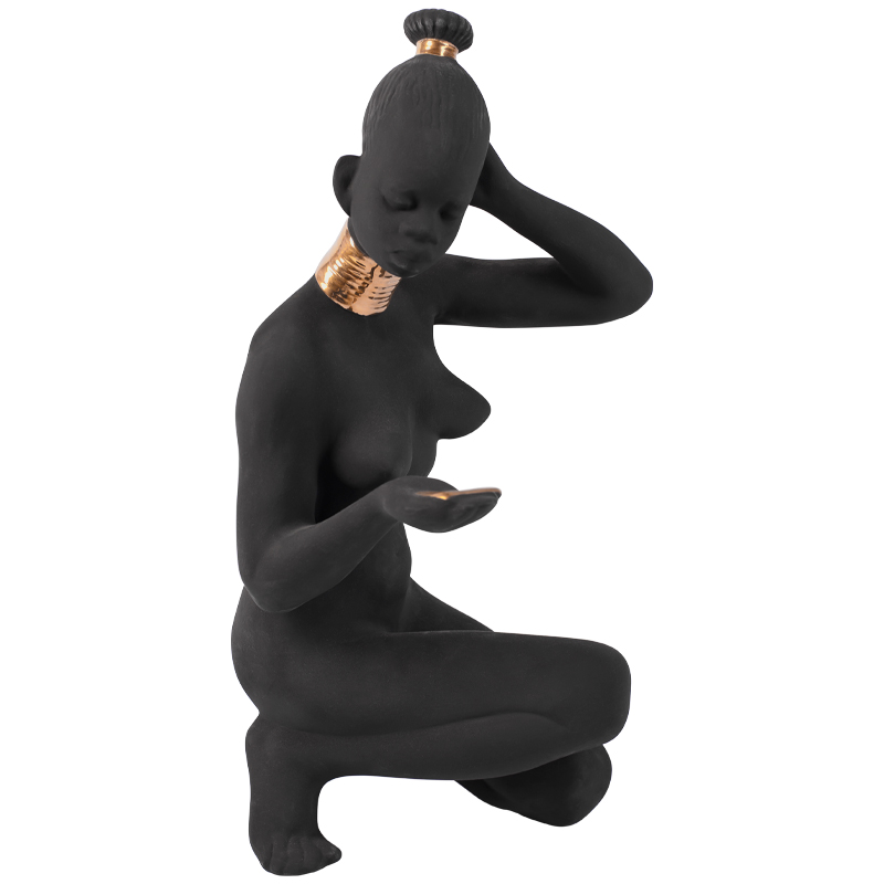 Статуэтка African Woman Sitting Statuette Черный Золотой в Орле | Loft Concept 