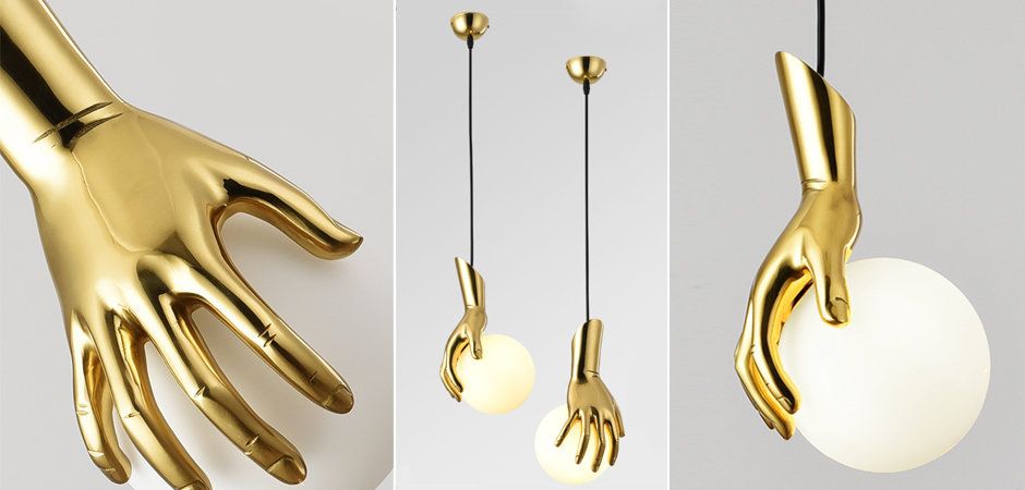 Подвесной светильник Золотая рука Gold Hand Pendant lamp Подвесной светильник Золотая рука Gold Hand Pendant lamp - Loft-Concept в Орле