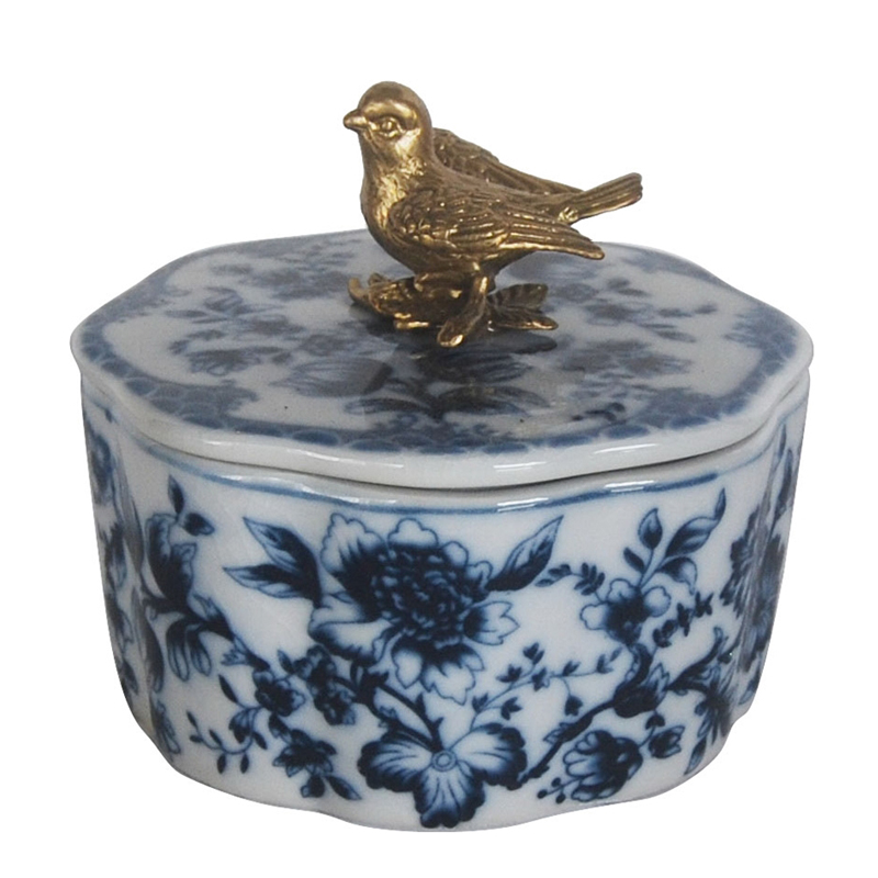 Шкатулка Blue and Bronze Bird Бронза Синий Белый Шкатулка Blue and Bronze Bird Бронза Синий Белый в Орле | Loft Concept