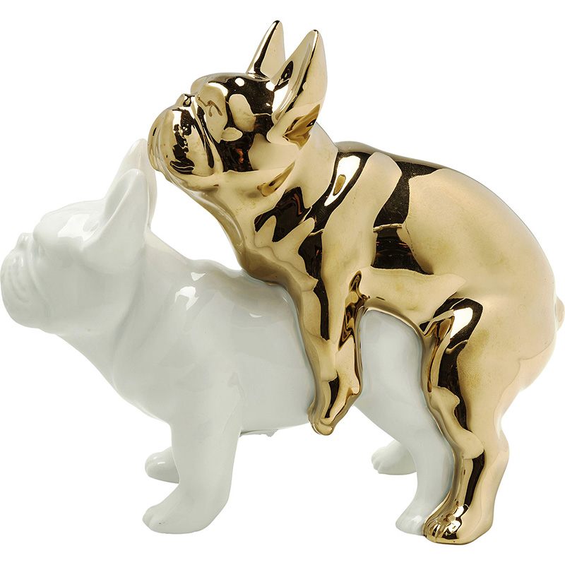 Статуэтка Bulldog Lovers Белый Золотой в Орле | Loft Concept 