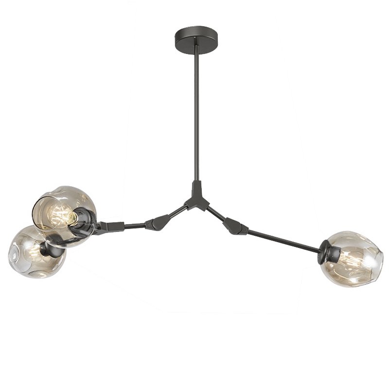 Люстра Сrumpled Glass Bubble Chandelier Gray 3 плафона Прозрачный (Transparent) Черный Люстра Сrumpled Glass Bubble Chandelier Gray 3 плафона Прозрачный (Transparent) Черный в Орле | Loft Concept