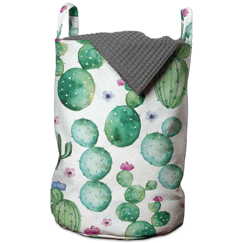 Корзина Cactus Pattern Basket Зеленый Белый Корзина Cactus Pattern Basket Зеленый Белый в Орле | Loft Concept