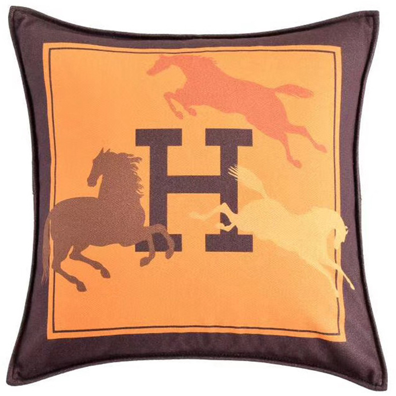 Декоративная подушка Hermes Horse 45 Желтый Коричневый Оранжевый Декоративная подушка Hermes Horse 45 Желтый Коричневый Оранжевый в Орле | Loft Concept