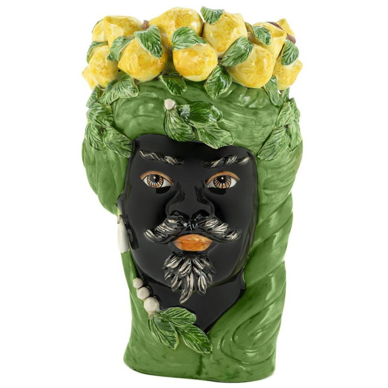 Ваза Vase Lemon Head Man Green Зеленый Желтый Черный Ваза Vase Lemon Head Man Green Зеленый Желтый Черный в Орле | Loft Concept