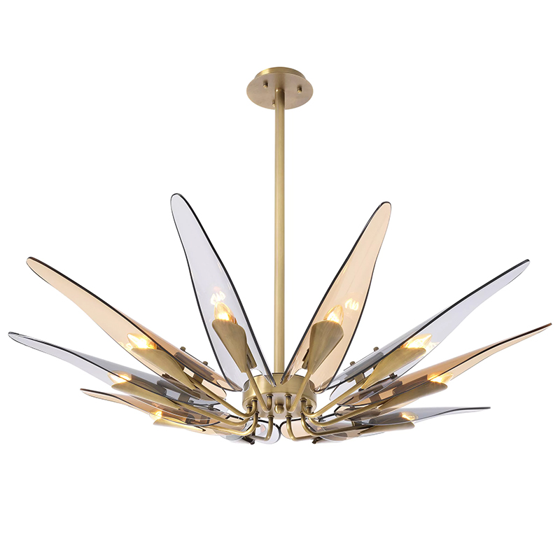 Люстра Eichholtz Chandelier Sky Янтарный Стекло Смок Латунь Люстра Eichholtz Chandelier Sky Янтарный Стекло Смок Латунь в Орле | Loft Concept