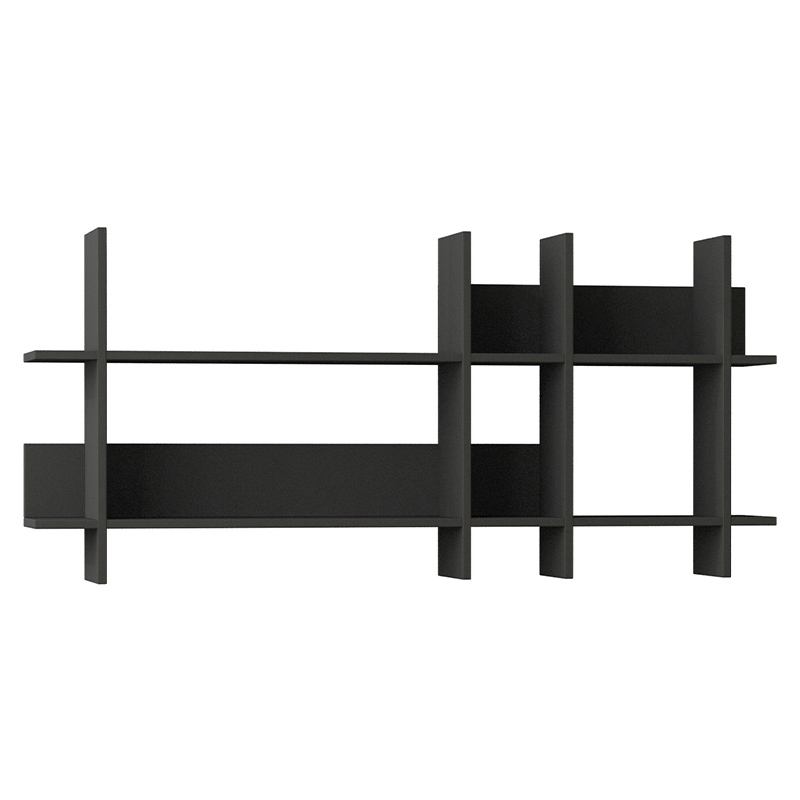 Полка прямая подвесная двухъярусная цвета антрацит BEADS BOOKCASE ANTHRACITE Антрацит Серый Полка прямая подвесная двухъярусная цвета антрацит BEADS BOOKCASE ANTHRACITE Антрацит Серый в Орле | Loft Concept